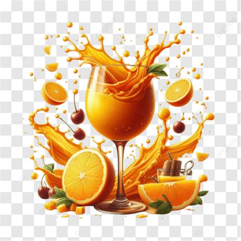 D Orange Juice With Oranges Splash On Transparent Background Orange