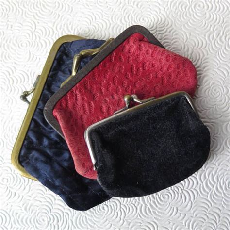 Antique Coin Purse Set Of Three Blue Red Black Leather Satin Etsy