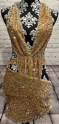 Banjul Women Beige Velour Gold Sequin Cut Out Halter Backless Lined