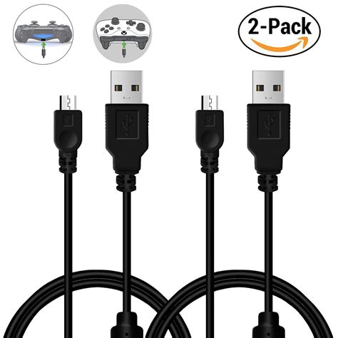 2 Pack 10ft PS4 Controller Charging Cable Sync Cord HiSpeed Micro USB