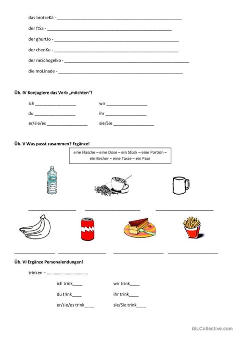 Essen Und Trinken Allgemein Deutsch Daf Arbeitsbl Tter Pdf Doc