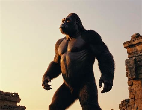 Premium Photo A Strong Gorilla King Kong Frightening Giant Monkey