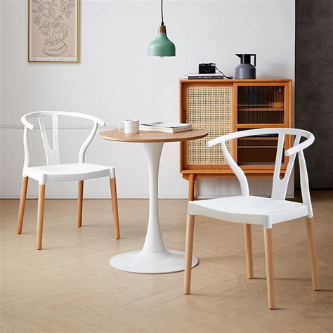 Kadyn Modern Plastic Dining Chairs with Wood Chair Legs, Mid-century ...