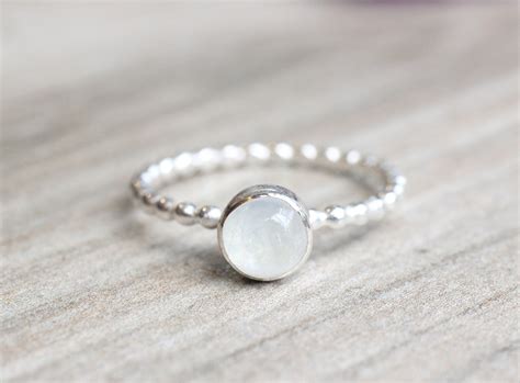Sterling Silver Moonstone Ring // Silver Rainbow Moonstone | Etsy