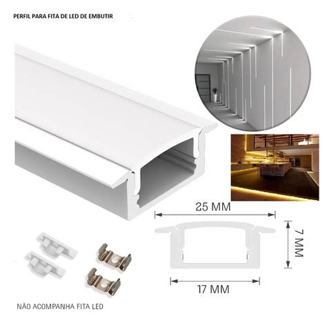 Perfil Alum Nio Embutir Led Gesso Marcenaria Slim Branco M Woodglass