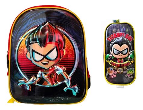 Kit Mochila Y Lapicera Kinder Peque Os Titanes D Teen Titans Robin