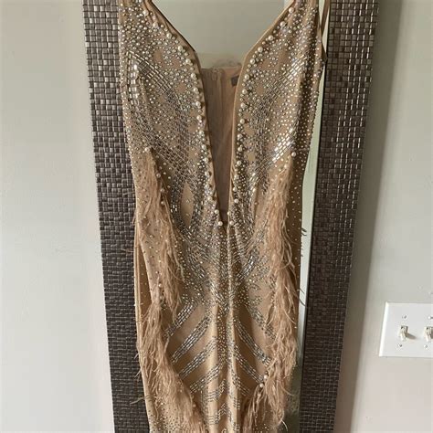 Nude Embellished Mini Dress Gem