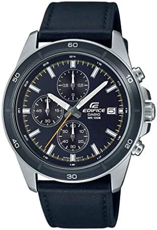 Casio Men S Chronograph Quartz Watch With Leather Strap Efr L Cvuef