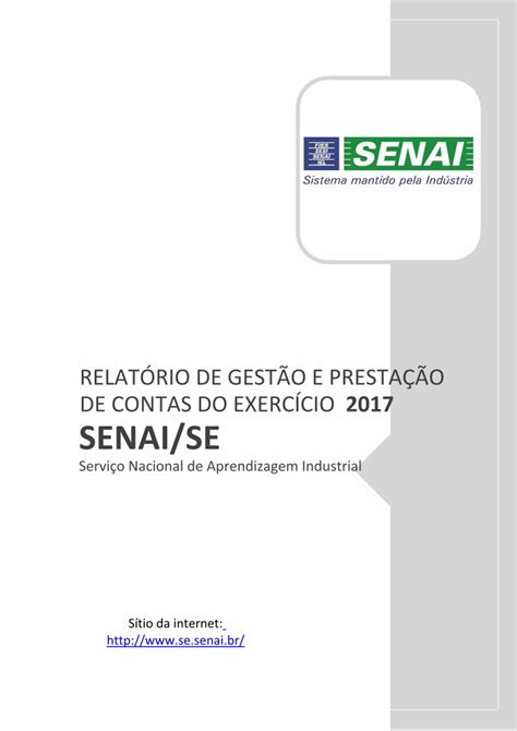 PDF RELATÓRIO DE GESTÃO E PRESTAÇÃO portais se senai brportais