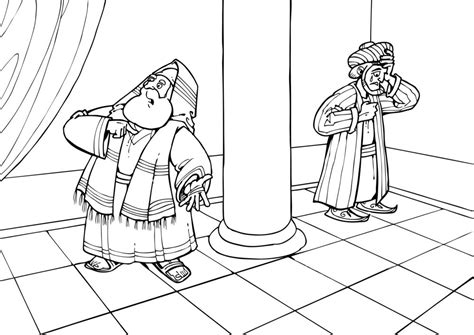 Pharisee And Tax Collector Coloring Sketch Coloring Page