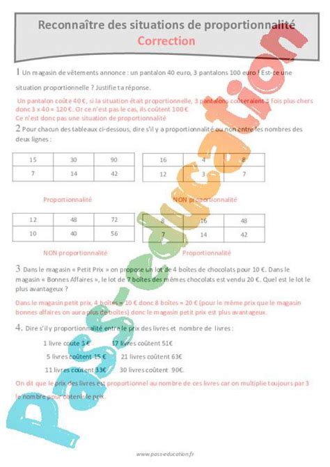 Reconnaitre Des Situations De Proportionnalit Cm Exercices