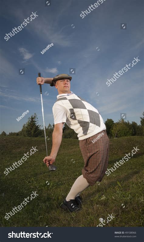 Funny Looking Golfer Stretches Before Swing Stock Photo 49108966 ...