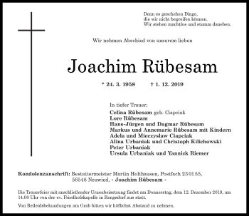 Traueranzeigen Von Joachim R Besam Rz Trauer De