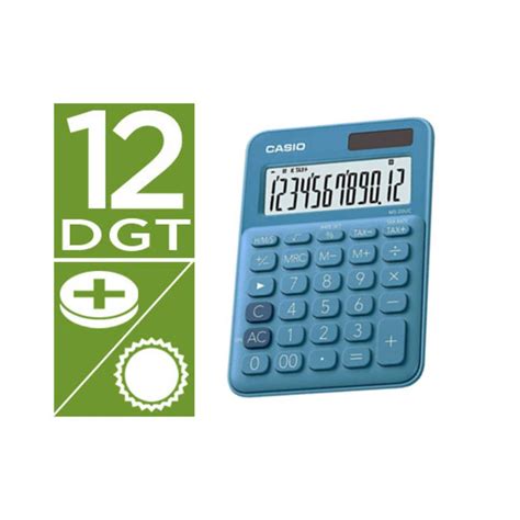 Compra Calculadora Casio Ms 20uc Bu Sobremesa 12 Digitos Tax Color Azul