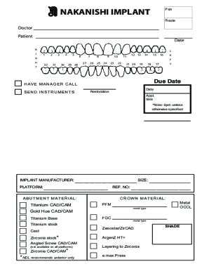 Fillable Online Implant Parts Order Form Fax Email Print PdfFiller