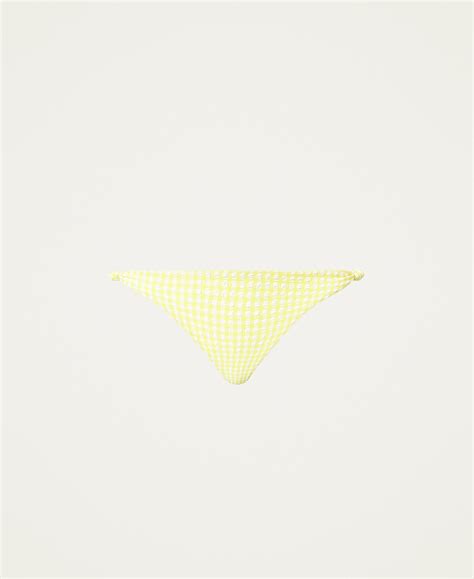 Gingham Brazilian Bikini Bottom Woman Yellow Twinset Milano