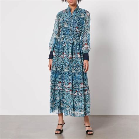 Hope Ivy X William Morris Emery Chiffon Maxi Dress In Blue Lyst