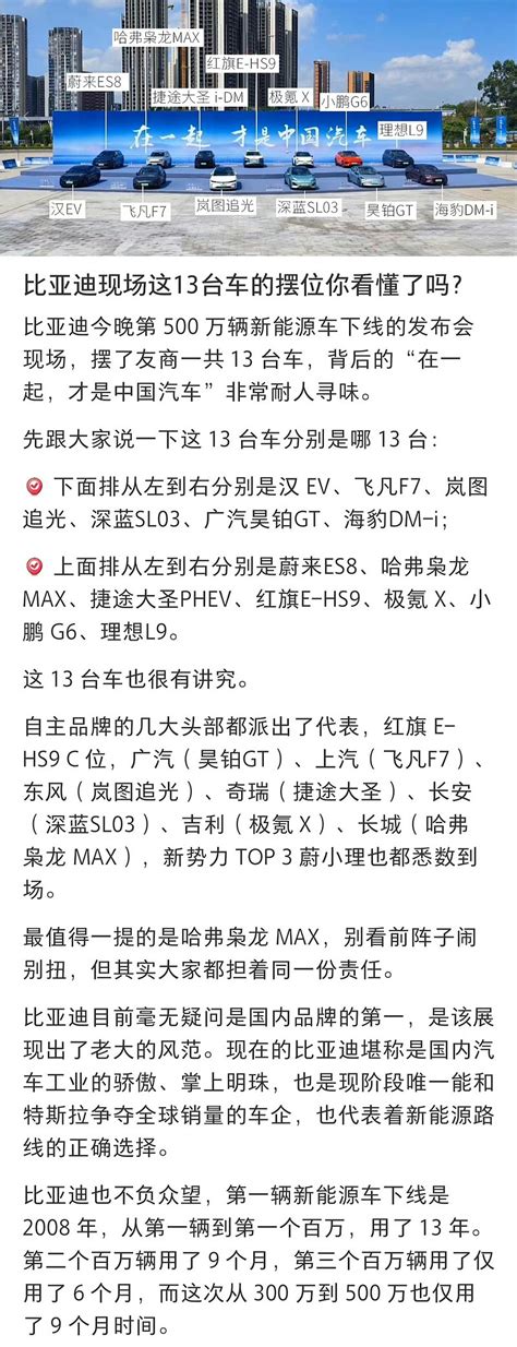 长城cto回应比亚迪在一起 长城高管回怼 比亚迪 “在一起，才是中国汽车”，对比纷纷发来贺电的各车企，这画风挺新奇。 雪球