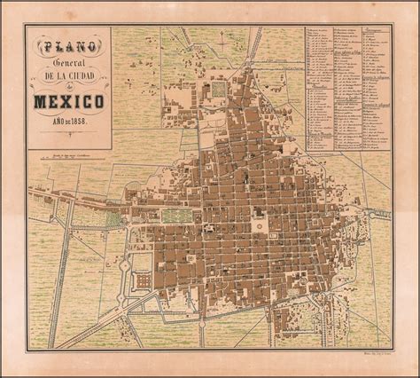 Rare Early Map Of Mexico City Published In Mexico Mexico City