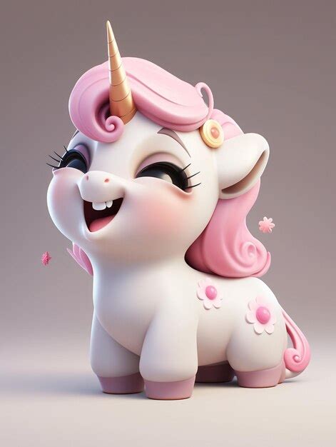 Premium Photo There Is A Small White Unicorn With A Pink Mane And A