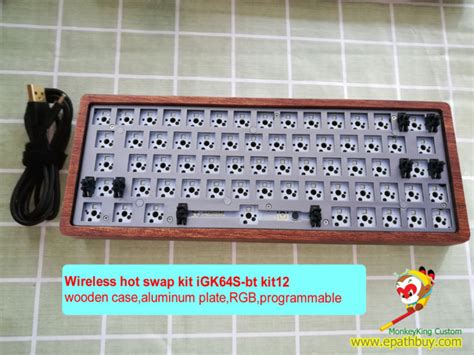 Wireless Hot Swap Keyboard Kit Wooden Shell Bluetooth Rgb Diy