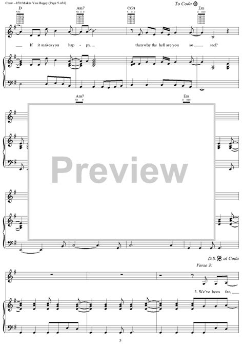 If It Makes You Happy" Sheet Music by Sheryl Crow for Piano/Vocal ...