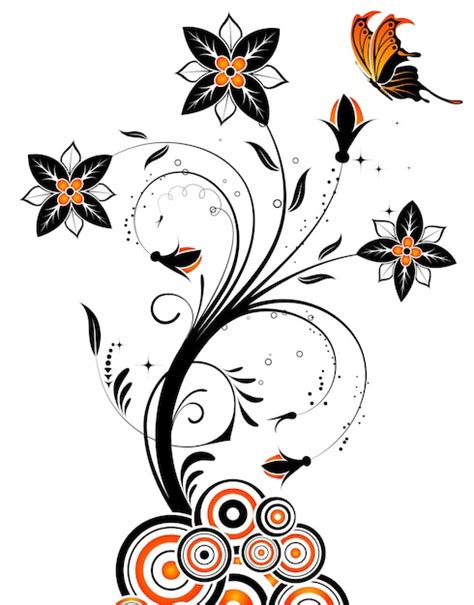 Premium Vector Flower Background With Butterfly And Circle Element