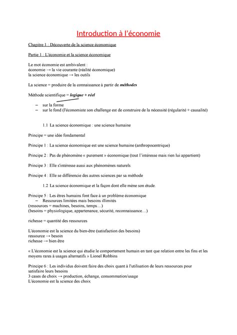 Intro à l éco Chapitre 1 Introduction à léconomie Chapitre 1