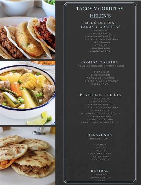 Carta del restaurante Tacos y Gorditas Helens Monterrey Río Nazas 713