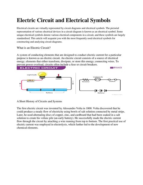 SOLUTION: Electric circuit and electrical symbols - Studypool