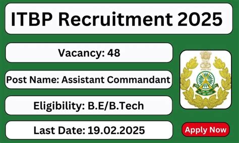 ITBP Recruitment 2025 48 Assistant Commandant Telecommunication Posts