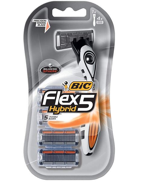 Bic Flex 5 Hybrid 5 Flexible Blade Razor With 4 Refill Blade Cartridges