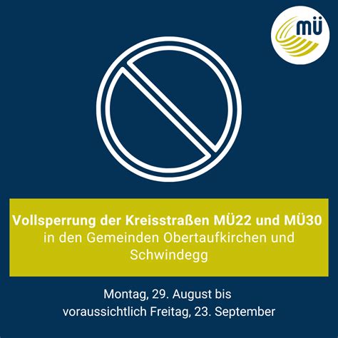 Vollsperrung Der Kreisstra En M Und M In Den Gemeinden