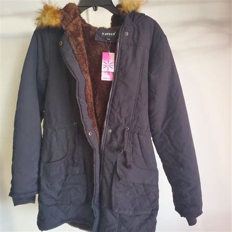 I Love Sia Jackets And Coats Nwt I Love Sia Womens Hooded Sherpa Lined Parka Jacket Black Size