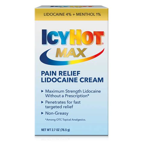 Icy Hot Maximum Strength Lidocaine Menthol Pain Relief Cream Shop Muscle Joint Pain At H E B