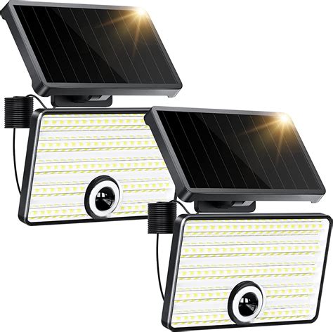 Quntis Solar Motion Detectors Light 2 Pack 3000lux Split Design Solar Security Flood Lighs