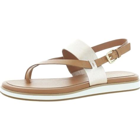 Cole Haan Shoes Cole Haan Womens Mandy Tan Leather Metallic Slingback Thong Sandals Shoes