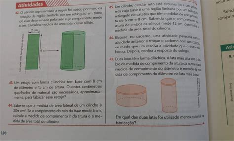 Solved Atividades Volume O Cilindro Representado A Seguir Foi