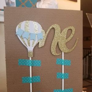 One Hot Air Balloon Cake Topper One Up Up And Away Cake Etsy