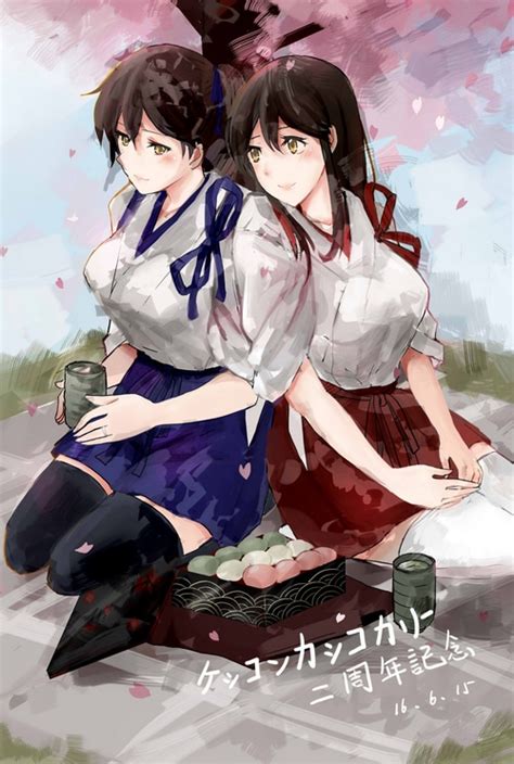 Japanese Clothes Kaga Kantai Collection Fan Art Brunette Akagi Long Sleeves HD Phone
