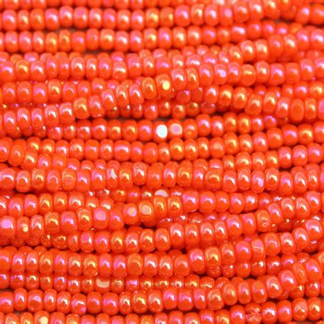 Czech Charlotte Cut Seed Bead Opaque Orange Ab Garden Of Beadin