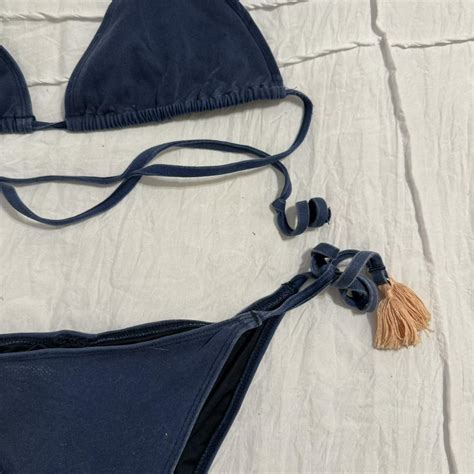 Navy Blue Bikini Super Cute It S Like A Faux Denim Depop