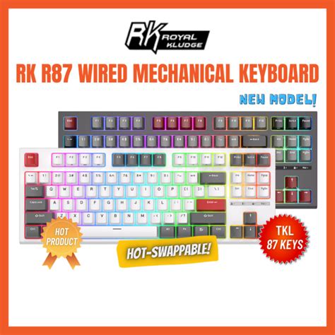 RK R ROYAL KLUDGE Wired Mechanical Keyboard Keys RGB Backlit Hot Swap Gaming Keyboard