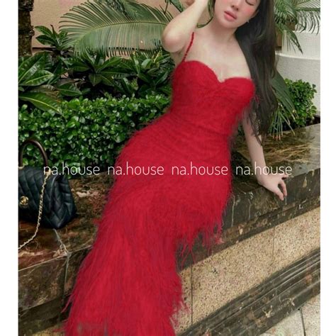 Mua ĐẦM TRẮNG LÔNG VŨ HAI DÂY CƯỜM ĐI CHƠI DỰ TIỆC CƯỚI NAHOUSE VÁY ĐEN NUDE DÁNG DÀI THIẾT KẾ