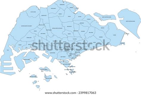 Asia Singapore Map 55 Planning Areas Stock Vector (Royalty Free ...