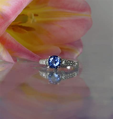 Round Tanzanite Ring Beautiful Purple Shades