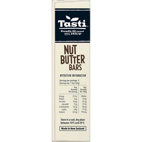 Tasti Nut Butter Bars Peanut Butter Chocolate 5 Pack Woolworths