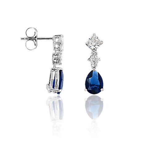 Boucles D Oreilles A Lys En Argent Et Oxyde Bleu Ae B Oz