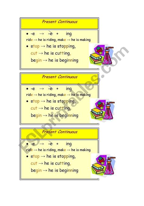 Present Continuous Worksheets ESL Rules