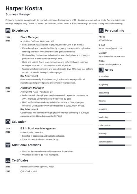 Business Manager CV—Examples and Writing Guide